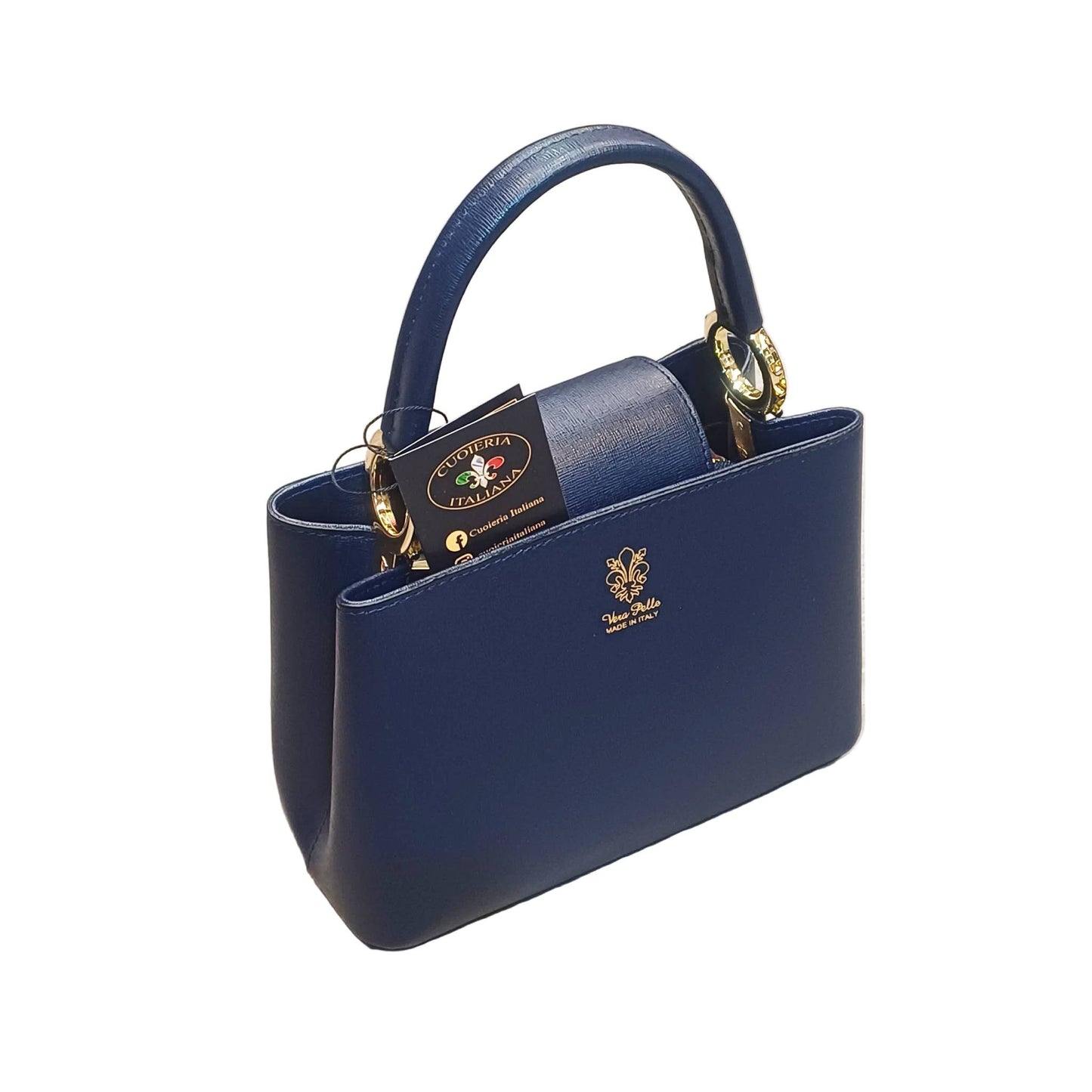 stellaris borsa a tracolla in pelle blue navy piccola da donna artigianale made in italy cuoieria italiana