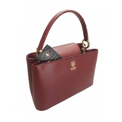 stellaris borsa a tracolla in pelle bordeaux media da donna artigianale made in italy cuoieria italiana