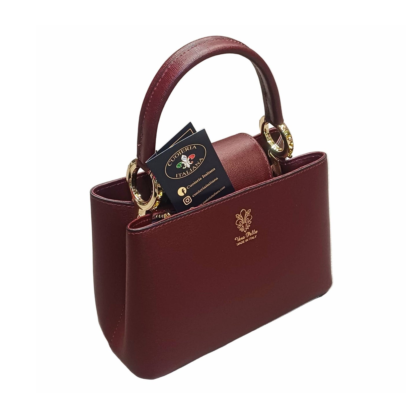 stellaris borsa a tracolla in pelle bordeaux scuro piccola da donna artigianale made in italy cuoieria italiana