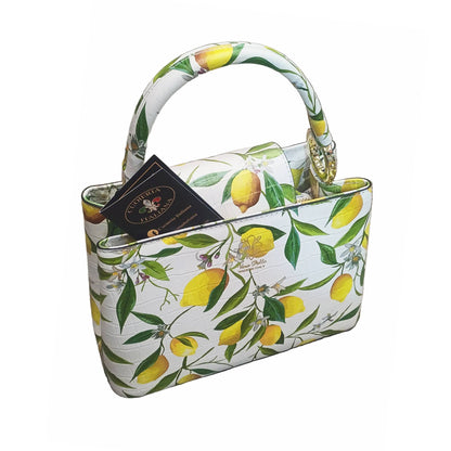 stellaris borsa a tracolla in pelle fantasia a limoni media da donna artigianale made in italy cuoieria italiana