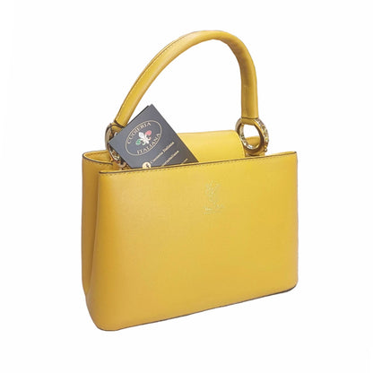 stellaris borsa a tracolla in pelle giallo senape media da donna artigianale made in italy cuoieria italiana