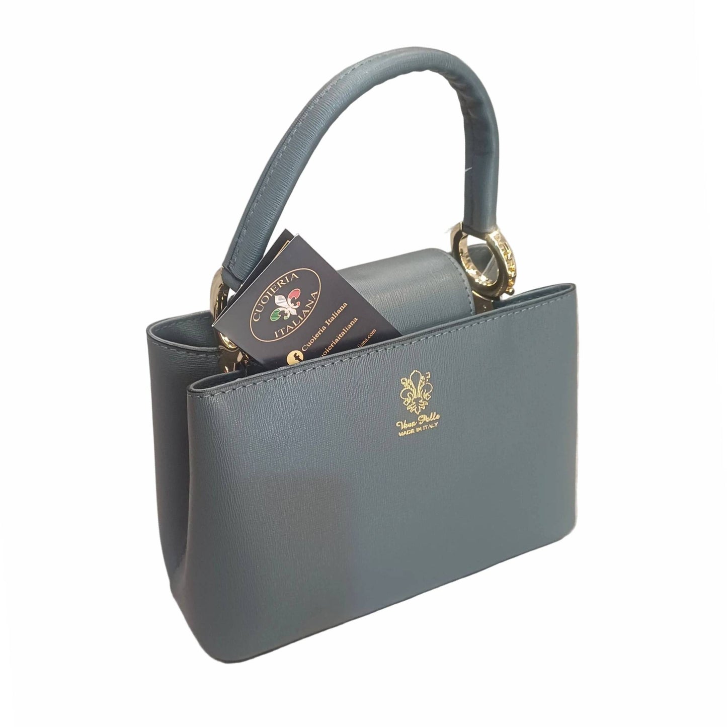 stellaris borsa a tracolla in pelle grigio media da donna artigianale made in italy cuoieria italiana
