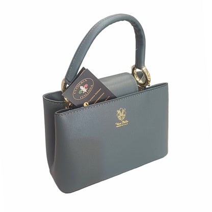 stellaris borsa a tracolla in pelle grigio media da donna artigianale made in italy cuoieria italiana