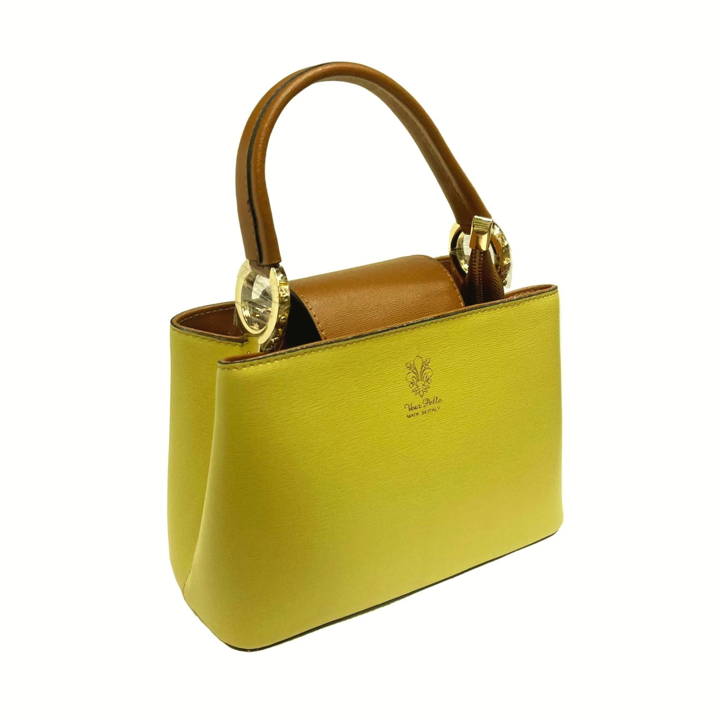 stellaris borsa a tracolla in pelle lime e marrone grande da donna artigianale made in italy cuoieria italiana