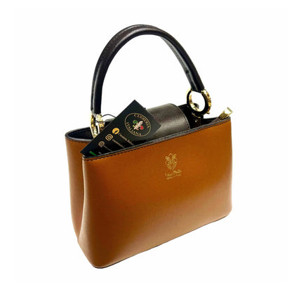 stellaris borsa a tracolla in pelle marrone e testa di moro piccola da donna artigianale made in italy cuoieria italiana