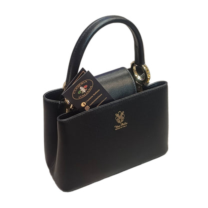 stellaris borsa a tracolla in pelle nera grande da donna artigianale made in italy cuoieria italiana