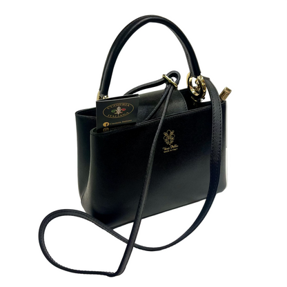 stellaris borsa a tracolla in pelle nera piccola da donna artigianale made in italy cuoieria italiana