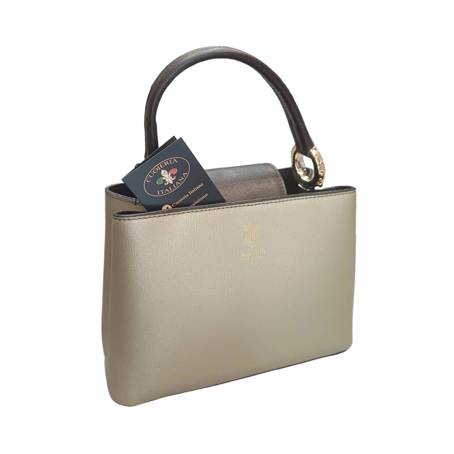 stellaris borsa a tracolla in pelle oro e testa di moro media da donna artigianale made in italy cuoieria italiana