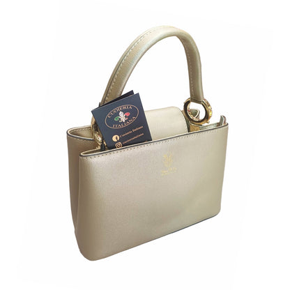 stellaris borsa a tracolla in pelle oro grande da donna artigianale made in italy cuoieria italiana