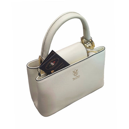 stellaris borsa a tracolla in pelle panna media da donna artigianale made in italy cuoieria italiana