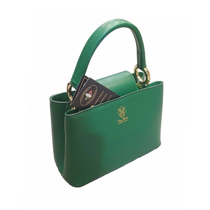 stellaris borsa a tracolla in pelle verde smeraldo media da donna artigianale made in italy cuoieria italiana