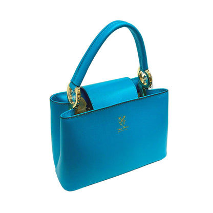 stellaris borsa a tracolla in pelle turchese grande da donna artigianale made in italy cuoieria italiana