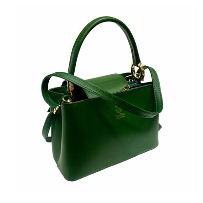 stellaris borsa a tracolla in pelle verde foresta smeraldo grande da donna artigianale made in italy cuoieria italiana