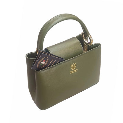 stellaris borsa a tracolla in pelle verde militare media da donna artigianale made in italy cuoieria italiana
