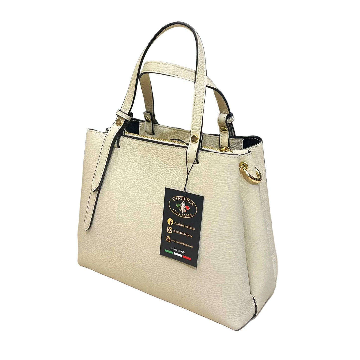 stellaris in vitello martellato panna borsa a tracolla in pelle da donna artigianale made in Italy cuoieria italiana