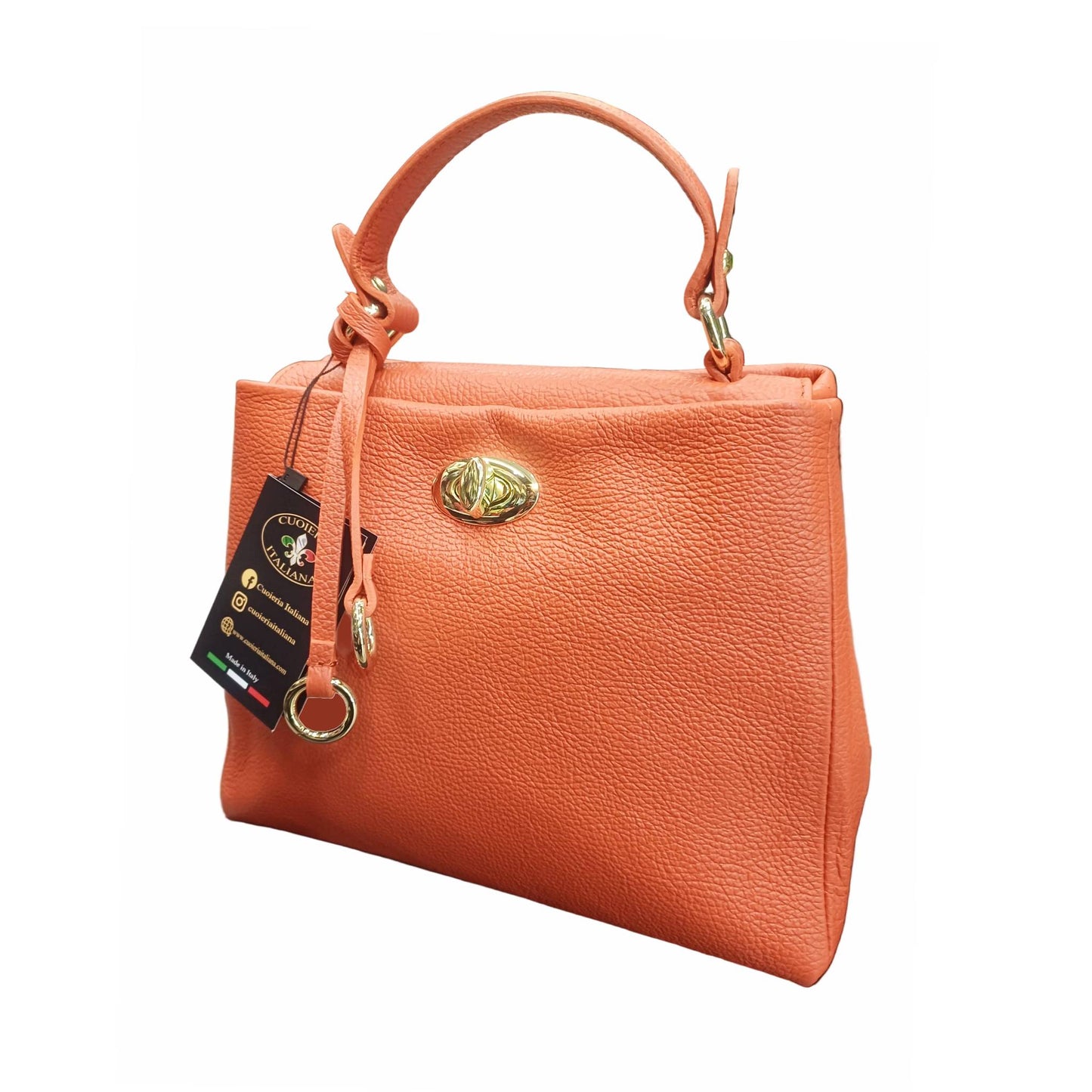 stellaris morbida borsa a tracolla in pelle arancione da donna artigianale made in italy cuoieria italiana