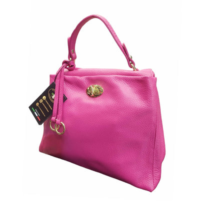 stellaris morbida borsa a tracolla in pelle fucsia da donna artigianale made in italy cuoieria italiana