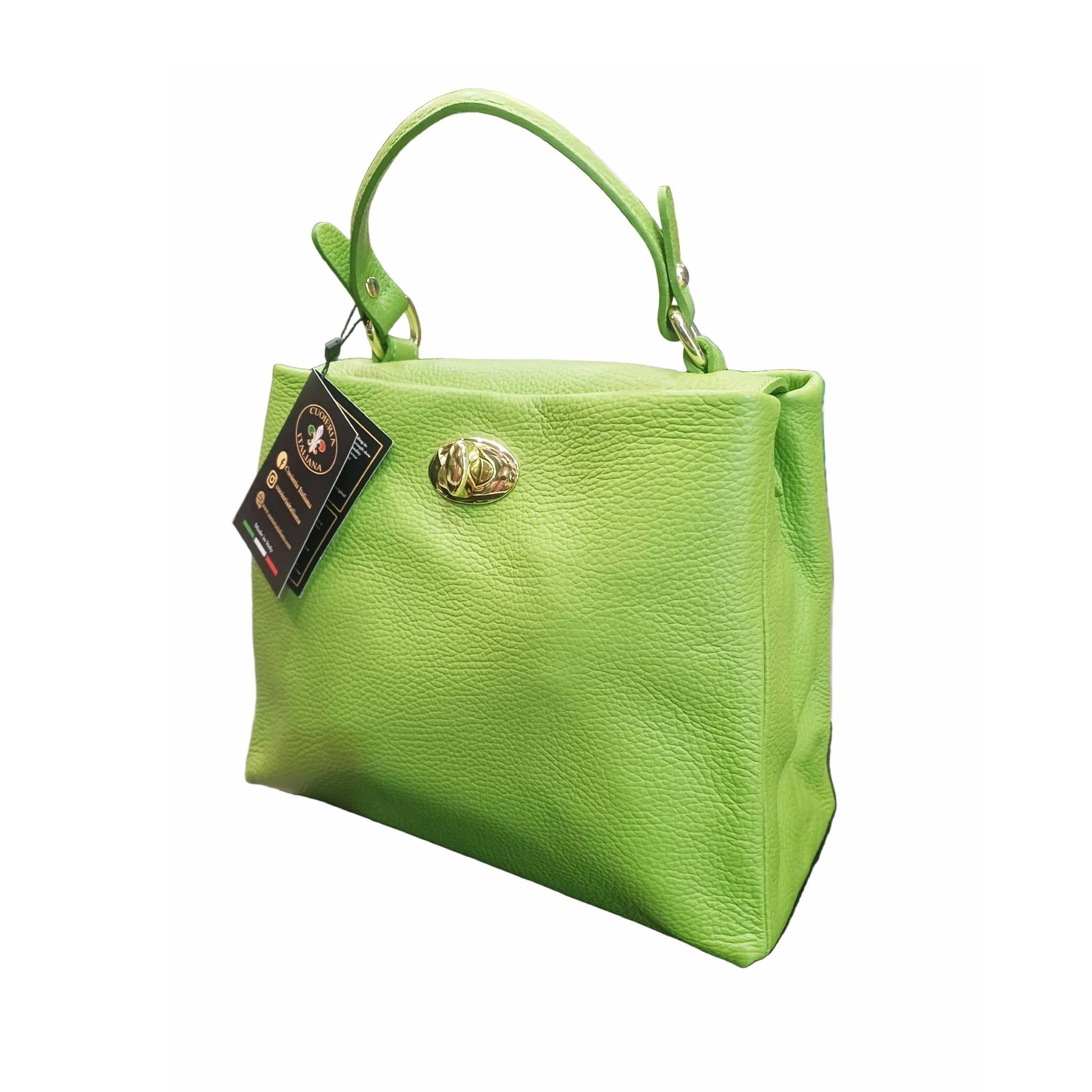 stellaris morbida borsa a tracolla in pelle verde mela da donna artigianale made in italy cuoieria italiana