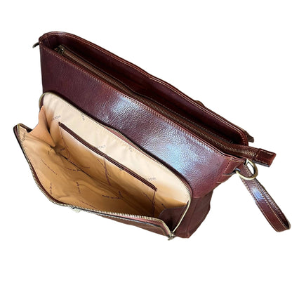 tasca frontale dirigente cartella da lavoro in pelle con chiusura borsa in cuoio professionale made in italy cuoieria italiana