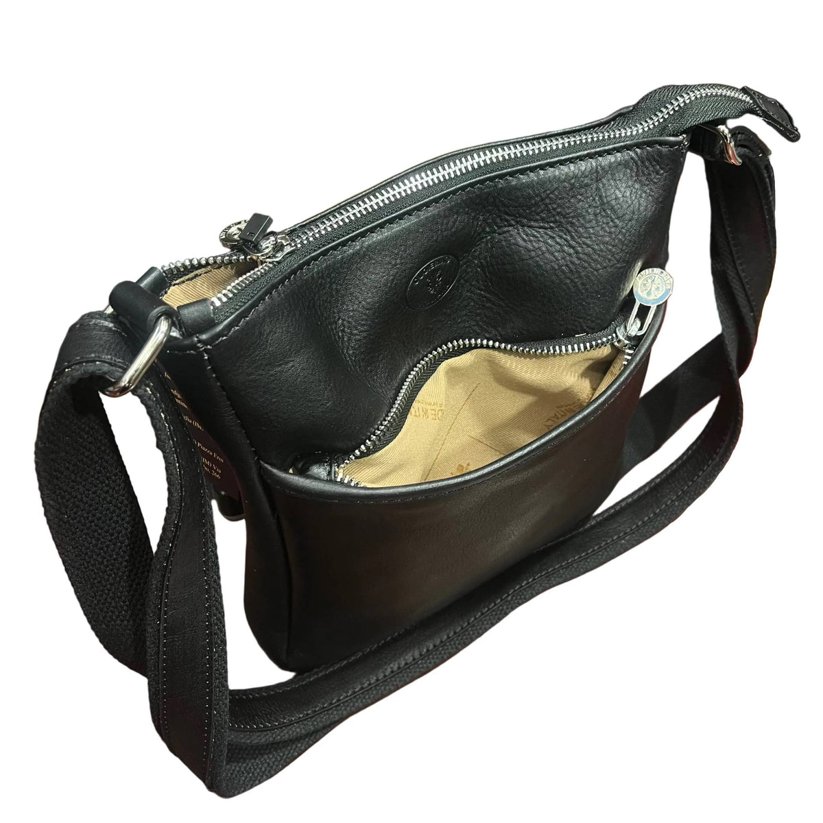tasca frontale legionario borsello senza pattina in pelle nero da uomo accessorio fatto a mano in cuoio made in italy cuoieria italiana®