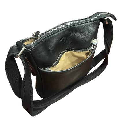 tasca frontale legionario borsello senza pattina in pelle nero da uomo accessorio fatto a mano in cuoio made in italy cuoieria italiana®