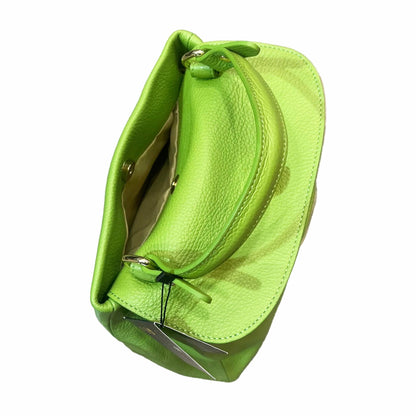 tasca segreta stellaris morbida borsa a tracolla in pelle verde mela da donna artigianale made in italy cuoieria italiana