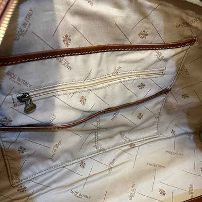 tasche interne borsone in pelle cuoio naturale da bagaglio a mano borsa da viaggio artigianale e resistente made in italy cuoieria italiana