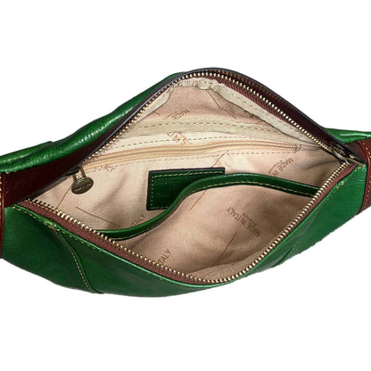 tasche mars marsupio in pelle verde e marrone accessorio artigianale unisex in cuoio made in italy cuoieria italiana