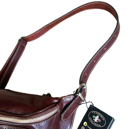 tracolla Marsupio grande in pelle marrone unisex accessorio In cuoio artigianale Made in Italy  Cuoieria Italiana