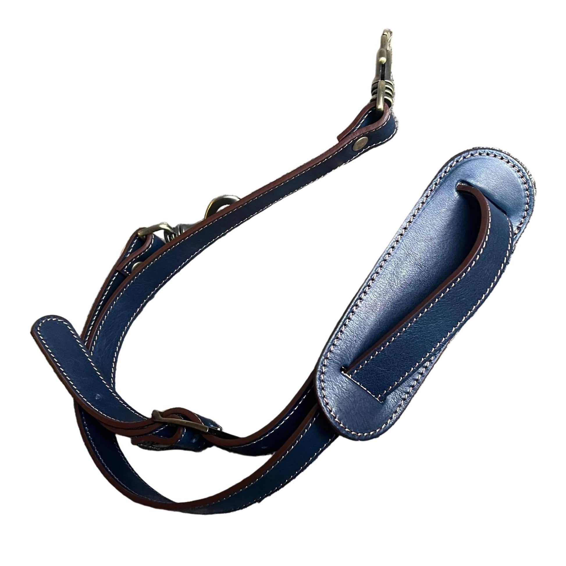 tracolla borsone in pelle blue navy opaco bagaglio a mano artigianale made in italy cuoieria italiana
