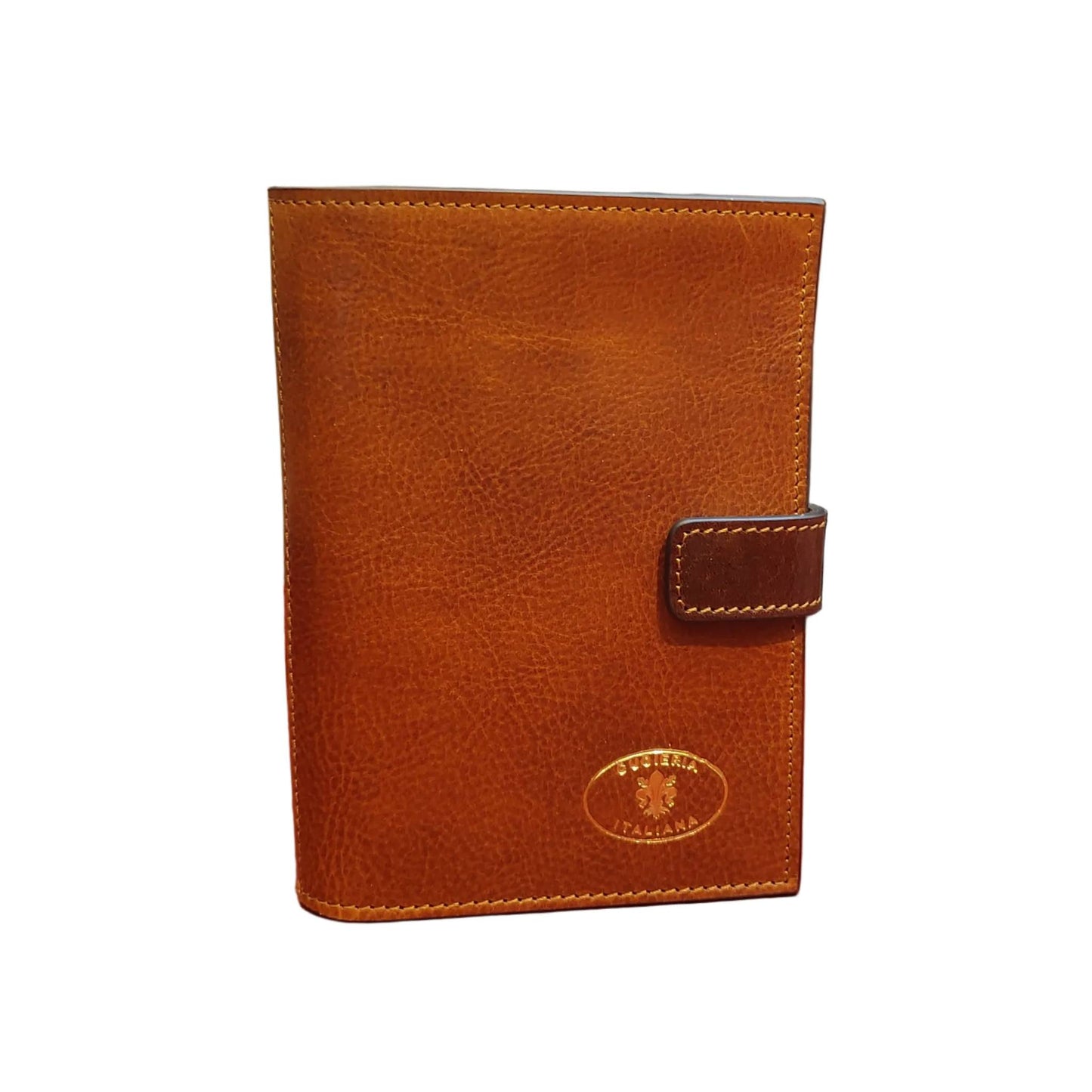 traveller porta passaporto premium in cuoio tinta cuoio naturale e marrone artigianale accessorio in pelle made in italy cuoieria italiana