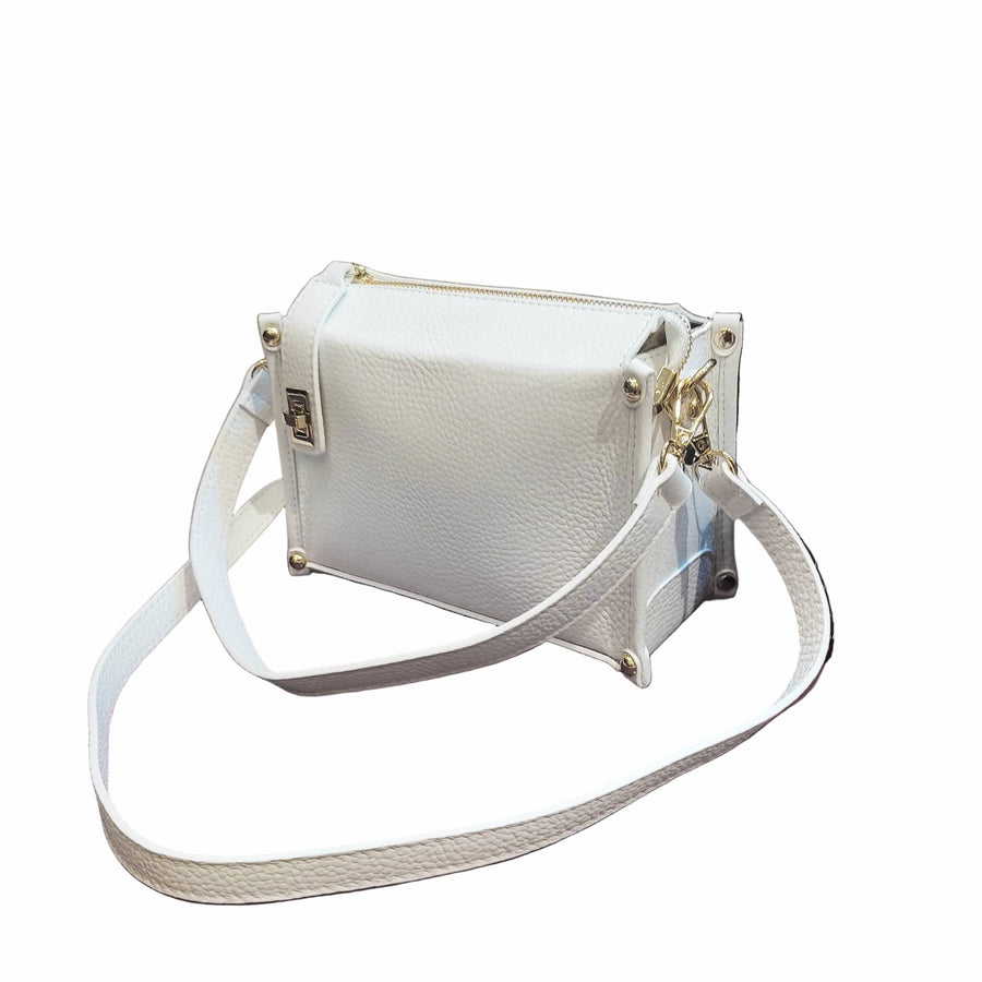 uranus borsa a tracolla in pelle bianca da donna artigianale made in italy cuoieria italiana