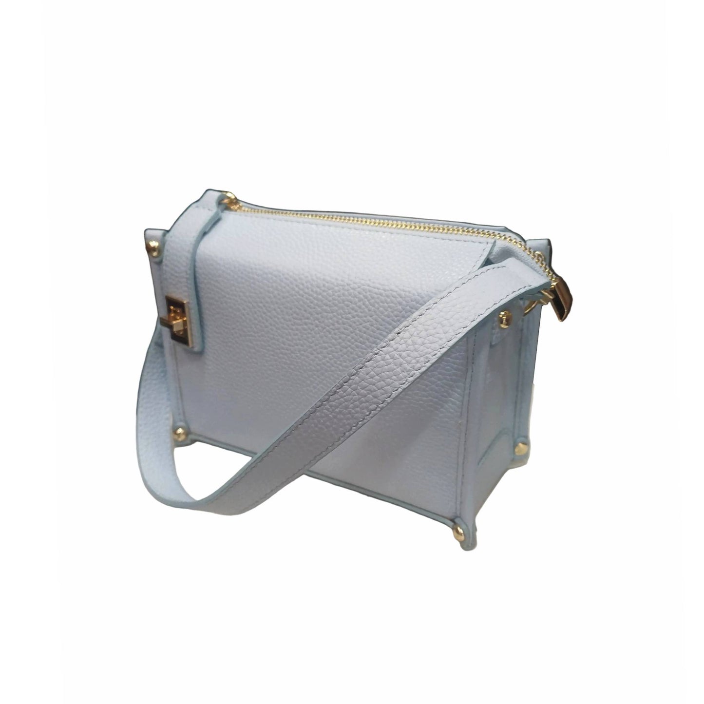 uranus borsa a tracolla in pelle celeste da donna artigianale made in italy cuoieria italiana