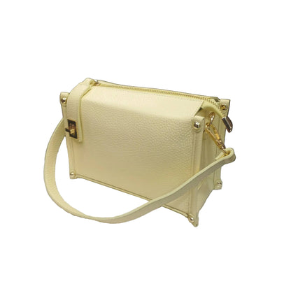 uranus borsa a tracolla in pelle gialla chiara da donna artigianale made in italy cuoieria italiana