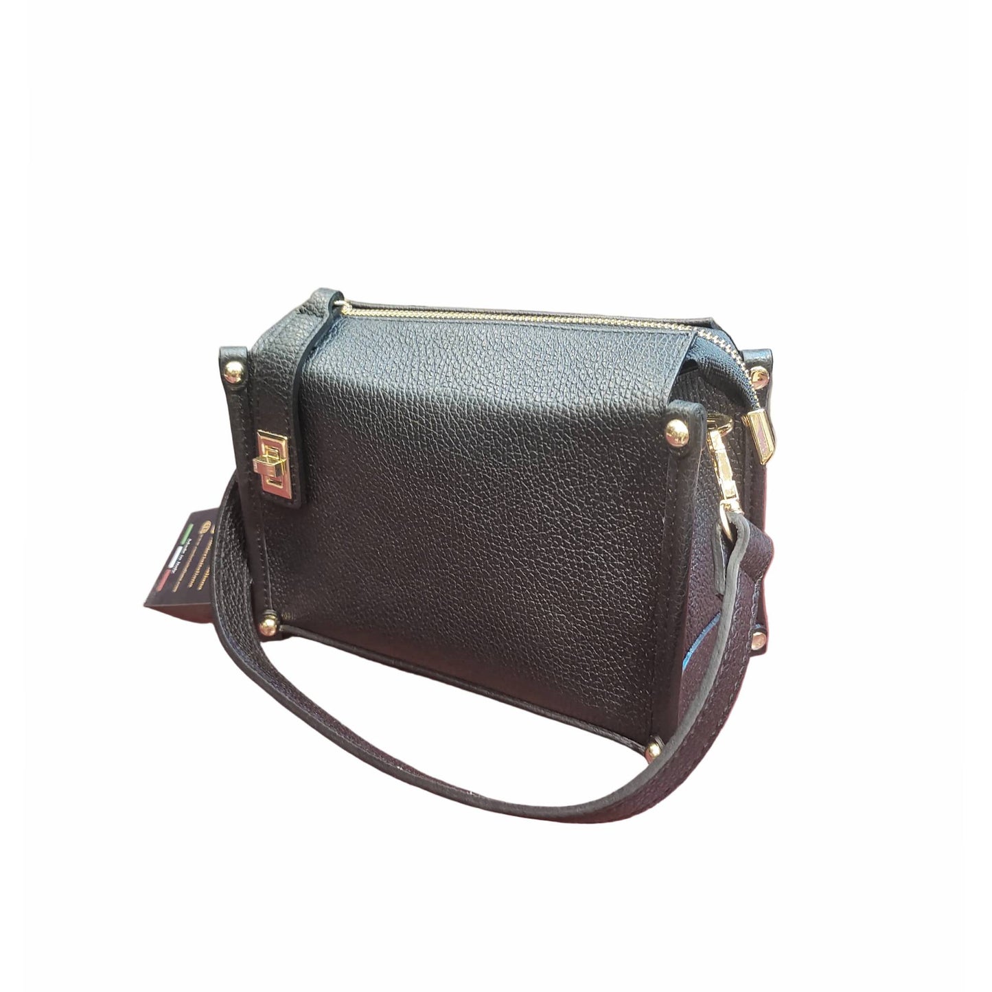 uranus borsa a tracolla in pelle nera da donna artigianale made in italy cuoieria italiana