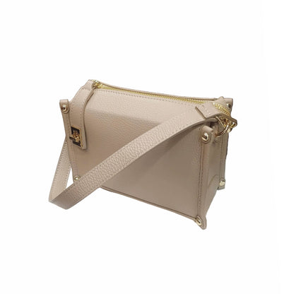 uranus borsa a tracolla in pelle taupe chiaro da donna artigianale made in italy cuoieria italiana