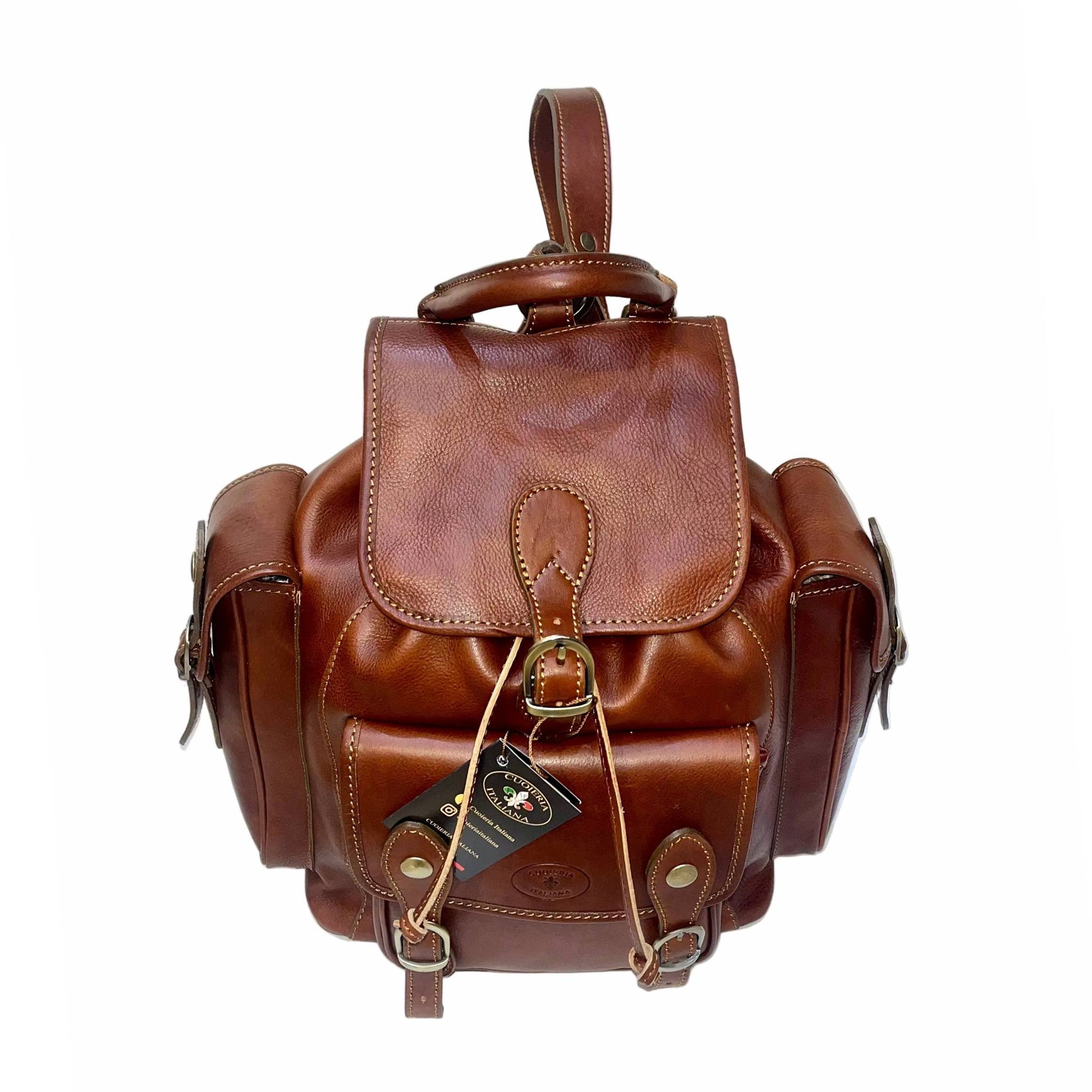 zaino classico grande in pelle zaino cacciatore in cuoio made in italy cuoieria italiana