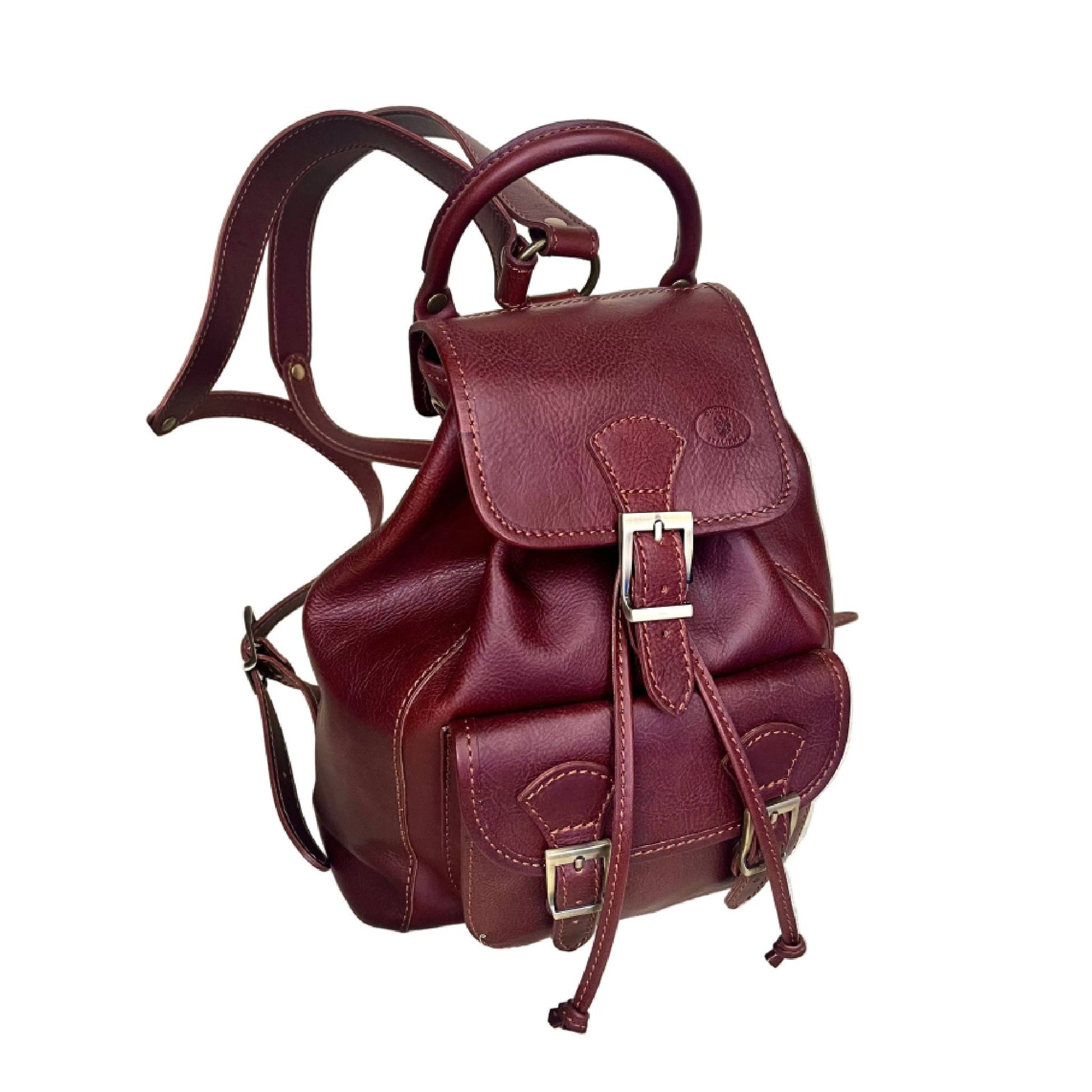 zaino classico medio in pelle borsa cacciatore in cuoio artigianale made in italy cuoieria italiana
