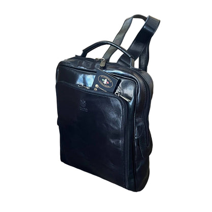 zaino medio compatto in pelle nero borsa in cuoio made in italy cuoieria italiana