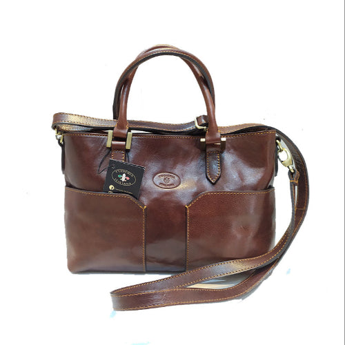 Bauletto moderno in pelle marrone