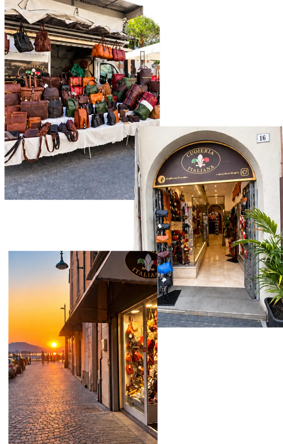 Le vetrine e le creazioni di Cuoieria Italiana a Iseo